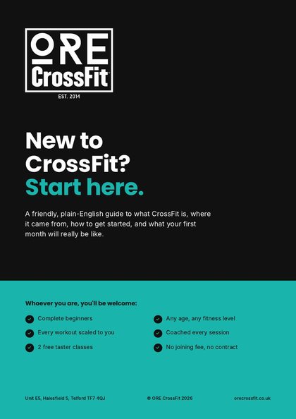 Cover of our free beginner's guide, New to CrossFit? Start here.