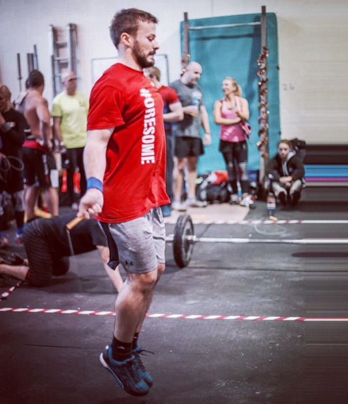 JP skipping in an ORE t-shirt